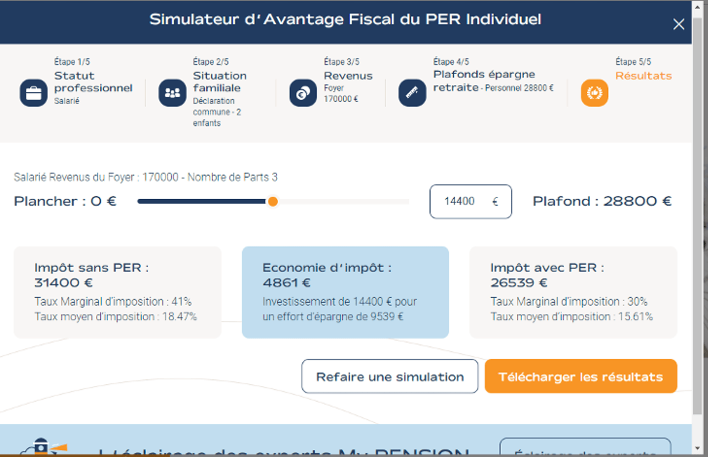 Simulateur d'avantage Fiscal du PER individuel