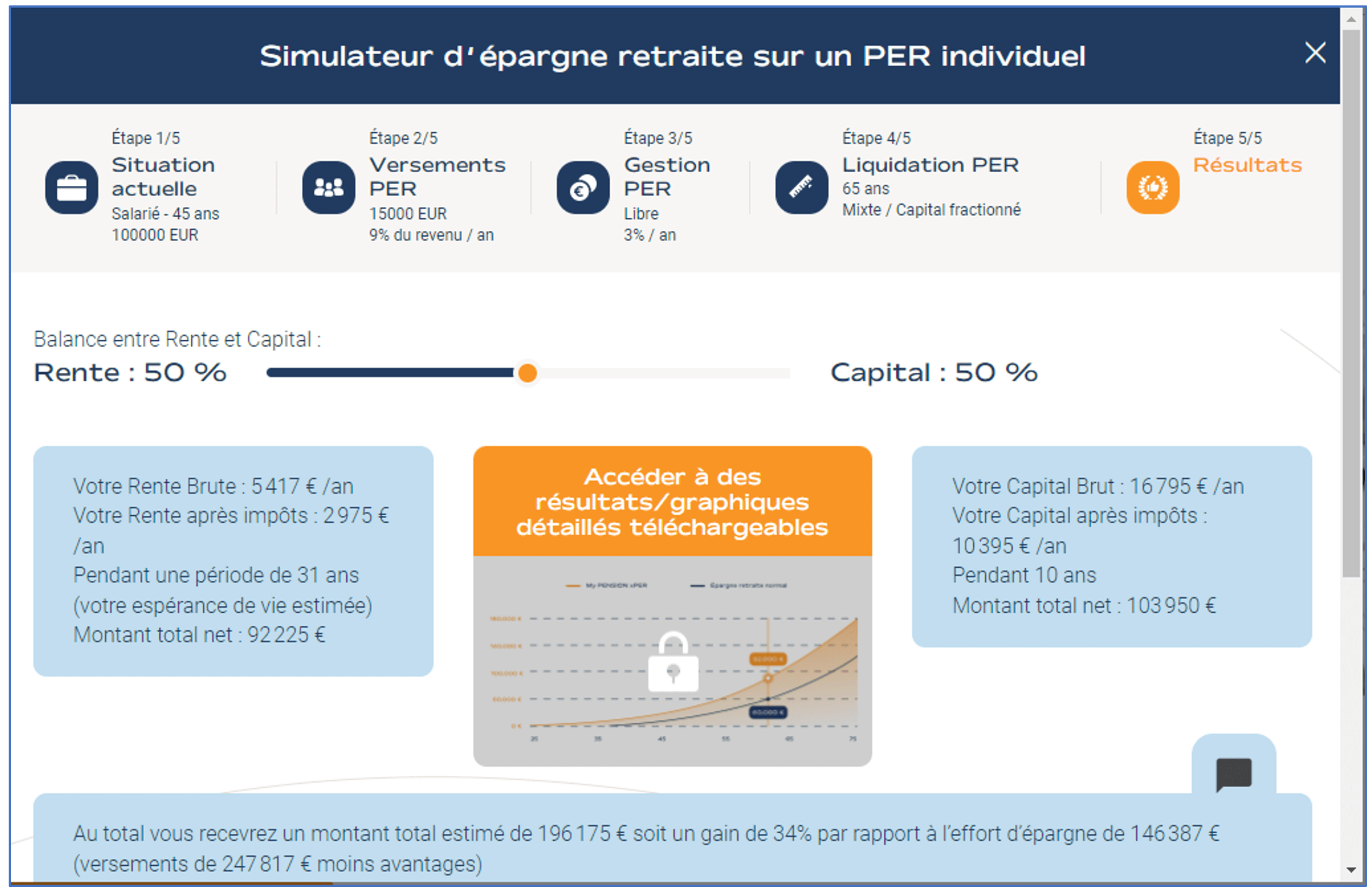 Simulateur d'épargne retraite sur un PER individuel