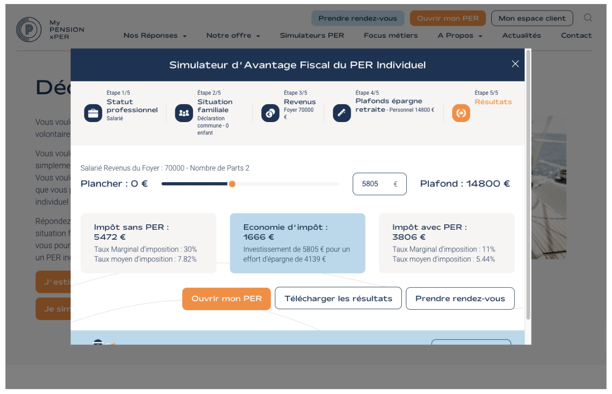 Simulateur d'Avantage Fiscal du PER